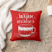 温かい願いホットカップコーヒーココア赤白 クッション (ブランケット)