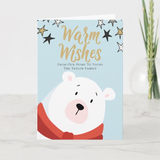 温かい願いポーラパーソナライズされたベア・クリスマス シーズンカード (正面)