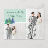 温かい願いモダンティール（緑がかった色） | 2フォトホリデー ポストカード (正面)