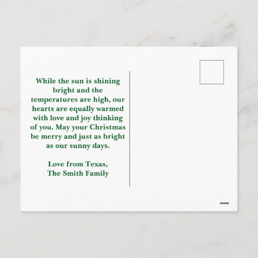 温かい願い可愛いサンタ・クリスマスサボテン シーズンポストカード (裏面)