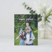 温かい願い可愛いスクリプト写真ユニーククリスマス ポストカード (スタンド正面)