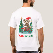 温かい願い可愛いナマズ自転車 Tシャツ (裏面)