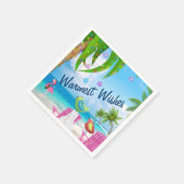 温かい願い可愛い鳥のビーチクリスマスパーティー スタンダードカクテルナプキン (角)