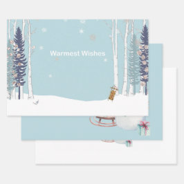 温かい願い雪だるまスリングギフト ラッピングペーパーシート