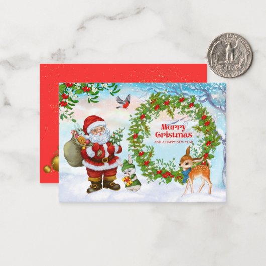 「温かい願い:クリスマスカードがあふれ出る ノートカード (正面/裏面インサイチュ)