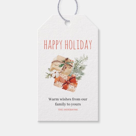 温かい願い |クリスマス |ハッピーホリデーギフトラベル ギフトタグ (正面)