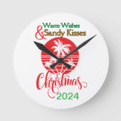 温かい願い&サンディキス – クリスマス2024 ラウンド壁時計 (正面)