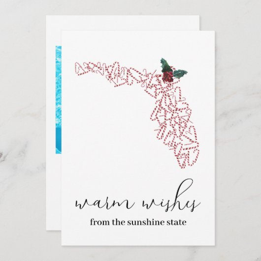 温かい願い |フロリダの休日の写真クリスマスカード サンキューカード (正面/裏面)