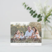 温かい願い、家族の写真シーズンの挨拶 ポストカード (スタンド正面)