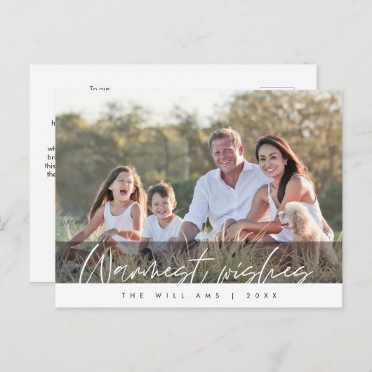 温かい願い、家族の写真シーズンの挨拶 ポストカード (正面/裏面)