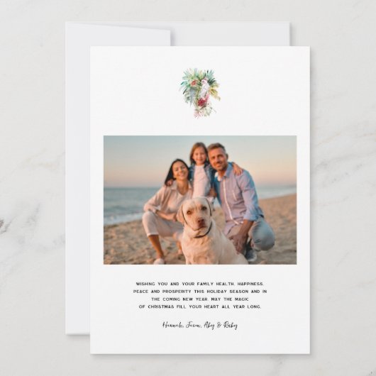 温かい願い |熱帯ビーチのクリスマスフォト シーズンカード (裏面)