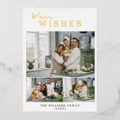 温かい願い 3枚の写真のコラージュ 箔シーズンカード (正面)