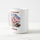 温かい飲み物を楽しむサンタクロース コーヒーマグカップ (正面左)