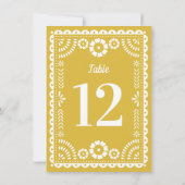 温かい黄色の紙のピカド ウェディングテーブルナンバー 招待状 (裏面)