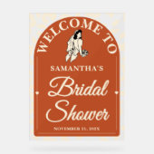 温かい rustic 落葉のブライダルシャワーウェルカム アクリルサイン (正面)