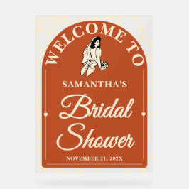 温かい rustic 落葉のブライダルシャワーウェルカム アクリルサイン