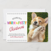 温かくてファジーなペットクリスマスフォトタイポグラフィかわいい シーズンカード (正面)