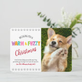 温かくてファジーなペットクリスマスフォトタイポグラフィかわいい シーズンカード (スタンド正面)