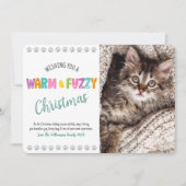 温かくてファジーなペットフォトクリスマスタイポグラフィかわいい シーズンカード (正面)
