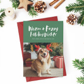 温かくファジーな願い緑のペットおもしろいのホリデーカード シーズンカード