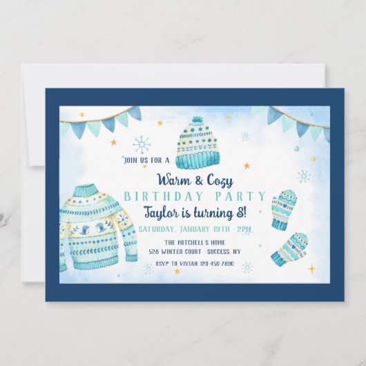 温かく居心地の良い誕生日パーティーの招待状 招待状 (正面)