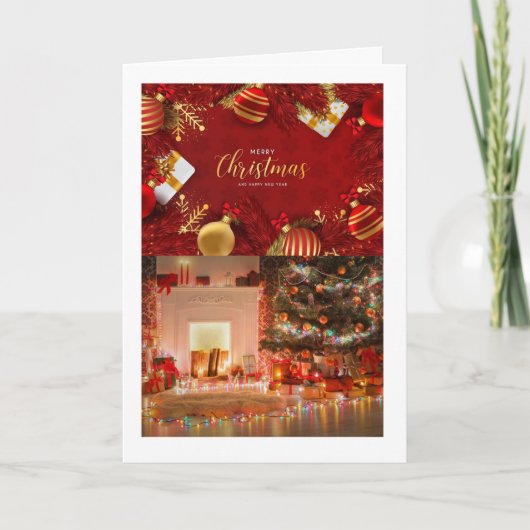 温かく思慮深いメッセージを持つクリスマスカード シーズンカード (正面)