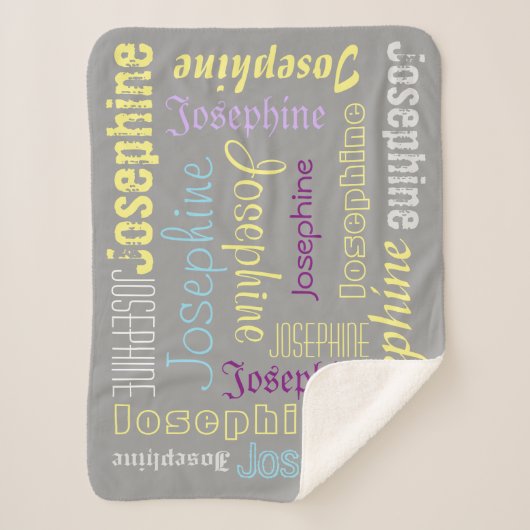 温かく柔らかい名前のパーソナライズされたブランケット シェルパブランケット (正面)