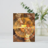 温かみのあるゴールドトーンのラジアルアブストラクトアート - 誠実さ ポストカード (スタンド正面)