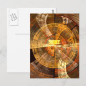 温かみのあるゴールドトーンのラジアルアブストラクトアート - 誠実さ ポストカード (正面/裏面)