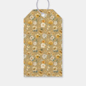 温かみのあるニュートラルな花柄のベビーカーのベビーシャワーお礼メッセージ ギフトタグ (裏面)