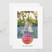 温かみのあるピンクのシンプルなグラデーション ドット 新年の写真 シーズンカード (正面/裏面)