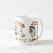 温かみのある水彩画のシニアカップルシーン コーヒーマグカップ (正面右)