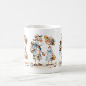 温かみのある水彩画のシニアカップルシーン コーヒーマグカップ (中央)