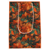 温かみのある素朴な水彩の葉 - ボヘミアンテイスト ミディアムペーパーバッグ (裏面)