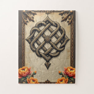 温かみのある色合いでケルト芸術と花の華麗さを表現。 ジグソーパズル