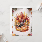 温かわいらしかいウィッシュオータム秋ハッピーバースデー カード (正面/裏面インサイチュ)
