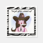 温まったばかりだ！女性のカーボーイ紙ナプキンス スタンダードカクテルナプキン (正面)