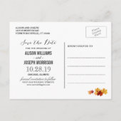 温もりのある秋の落ち葉のストリングライト 保存日 案内ポストカード (裏面)