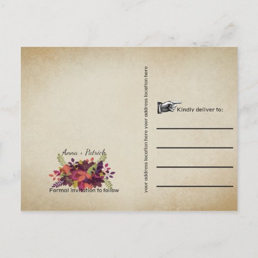 温もりのある秋の落ち葉のストリングライト　保存日 案内ポストカード (裏面)