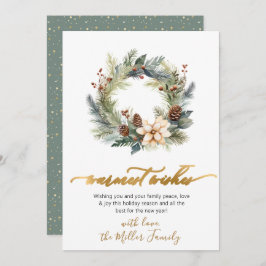 温エレガントかい願いスクリプトリース緑 シーズンカード