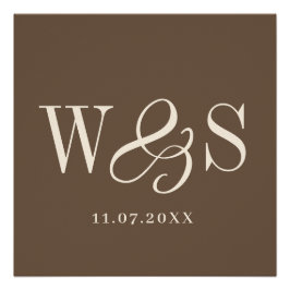 温エレガント茶色のカップル結婚イニシャル ポスター