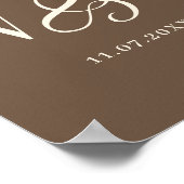 温エレガント茶色のカップル結婚イニシャル ポスター (角)