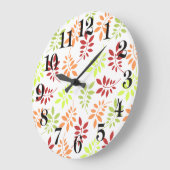 温カラフルい音色の紅葉 ラージ壁時計 (傾斜)