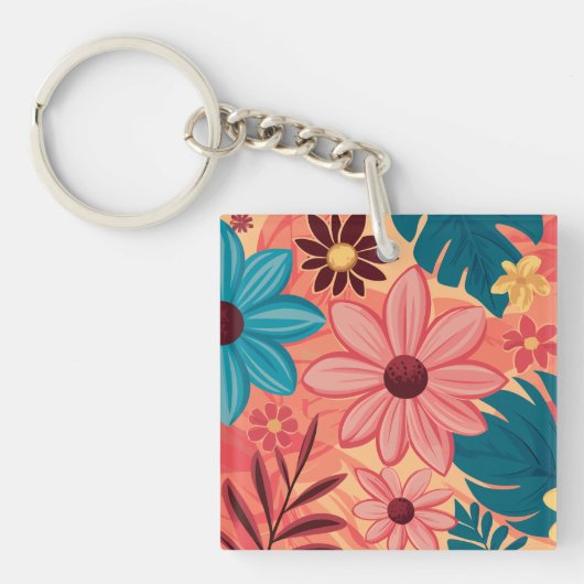 温カラフルかいトーンの背景にフローラのブリス キーホルダー (正面)