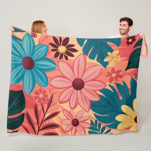 温カラフルかいトーンの背景にフローラのブリス フリースブランケット (インサイチュ)