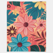 温カラフルかいトーンの背景にフローラのブリス フリースブランケット (正面)