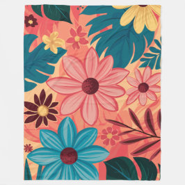 温カラフルかいトーンの背景にフローラのブリス フリースブランケット