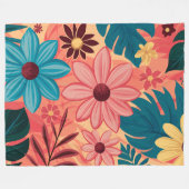 温カラフルかいトーンの背景にフローラのブリス フリースブランケット (正面(横))