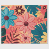 温カラフルかいトーンの背景にフローラのブリス ラッピングペーパー (フラット)