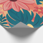 温カラフルかいトーンの背景にフローラのブリス ラッピングペーパー (角)